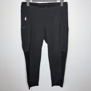 Smartwool Cropped Mesh Leggings Womens Medium Black Gym Workout Outdoors Hiking